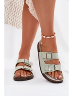 Klapki Damskie Z Klamrami Miętowe Oliena