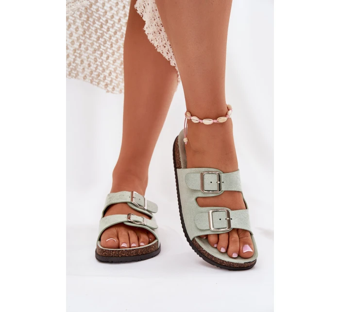 Klapki Damskie Z Klamrami Miętowe Oliena