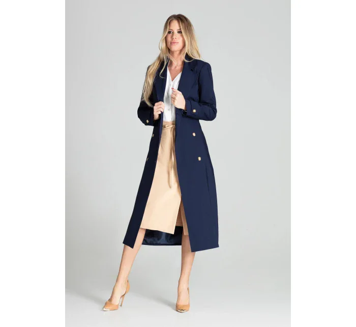Dámsky kabát M698 tmavomodrý - Figl Dámsky kabát M698 tmavomodrý - Figl