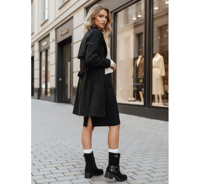 Dámské semišové kozačky s přezkou černé Dstreet model 21994300 - FashionStreet