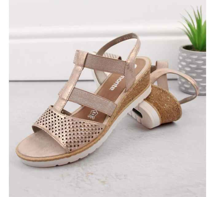 Pohodlné sandály na podpatku Remonte W model 19730112 rose gold - Rieker
