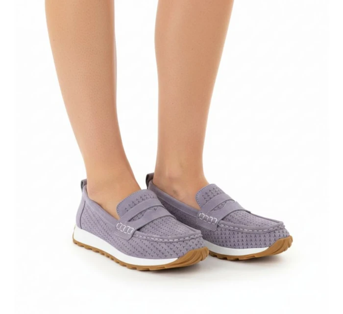 Fialové semišové kožené mokasíny Sergio model 22021867 - LEONE