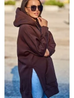 Zateplená mikina s bočnými otvormi hnedá Zateplená mikina s bočnými otvormi hnedá