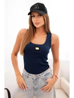 Dámske pruhované tielko s ozdobnou aplikáciou modré Dámske pruhované tielko s ozdobnou aplikáciou modré