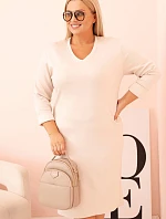Dámske Plus veľkosť maslo V-neck bez rukávov béžové šaty