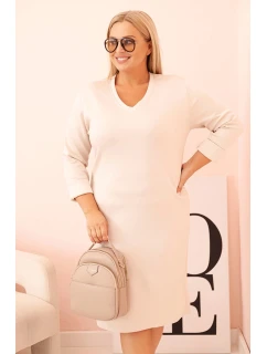 Dámske Plus veľkosť maslo V-neck bez rukávov béžové šaty