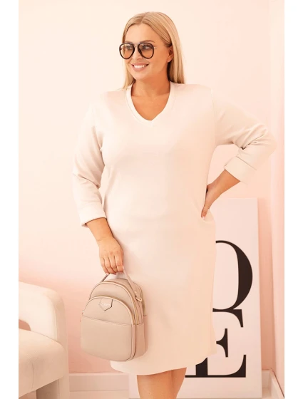Dámske Plus veľkosť maslo V-neck bez rukávov béžové šaty