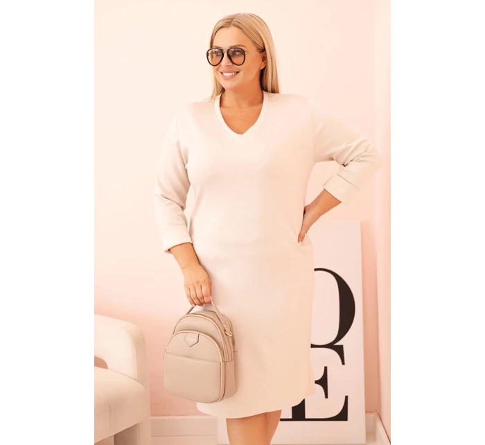 Dámske Plus veľkosť maslo V-neck bez rukávov béžové šaty