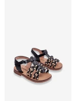 Dětské sandály na suchý zip s pruhy Černá model 21621461 - Boto