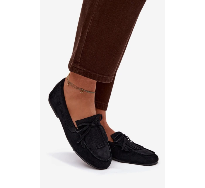 Dámské mokasíny s třásněmi černé Janelisse