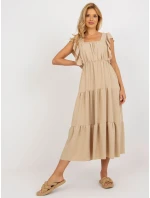 Sukienka DHJ SK model 18605439 ciemny bezowy - FPrice Sukienka DHJ SK model 18605439 ciemny bezowy - FPrice