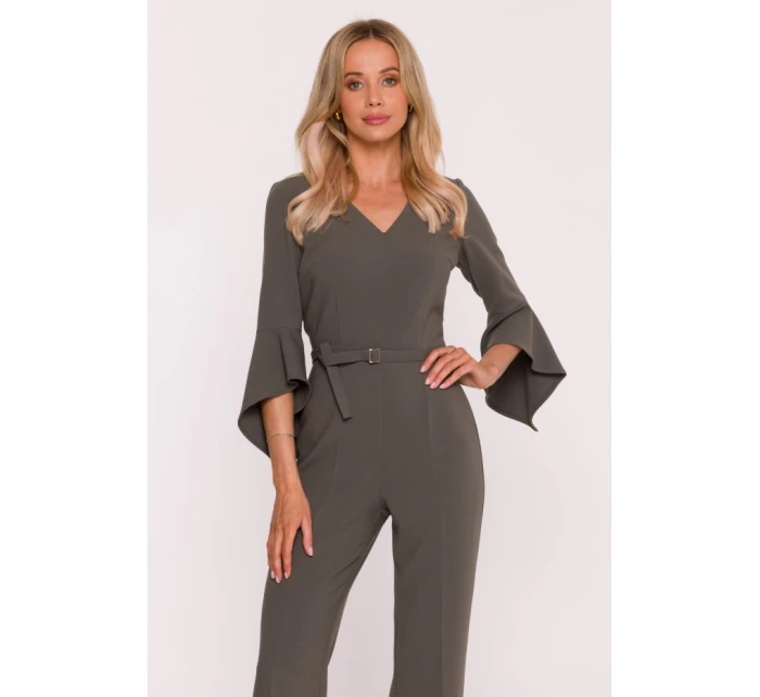 S416 Kombinéza s volánovými rukávmi - khaki