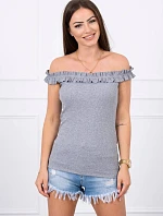 Trblietavá blúzka s volánikmi sivá