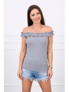 Trblietavá blúzka s volánikmi sivá