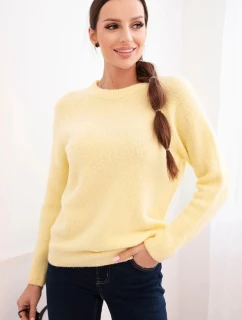 Dámsky detský sveter z alpaky s dlhým rukávom žltý