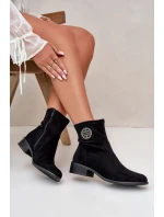 Dámské kotníčkové boty na ploché podrážce se zipem béžové model 21668028 - Boto