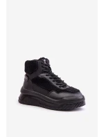 Sneakersy Damskie Na Platformie Z Futerkiem Typu Baranek Lee Cooper LCJ-24-47-3145 Czarne