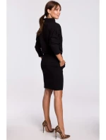 B175 Šaty s kimonovými rukávmi - čierne