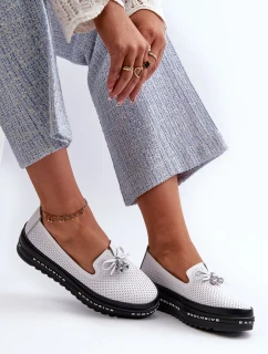 Dámske kožené mokasíny na platforme S.Barski white