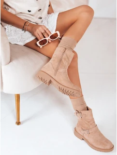 Dámské semišové béžové kozačky Dstreet model 21993751 - FashionStreet