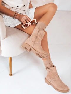 Dámske semišové béžové čižmy FashionStreet ZY1217