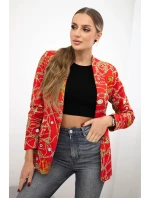 Bavlnená bunda s farebnou potlačou červená