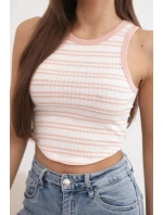 Dámsky bavlnený pruhovaný top bez rukávov Powder Pink
