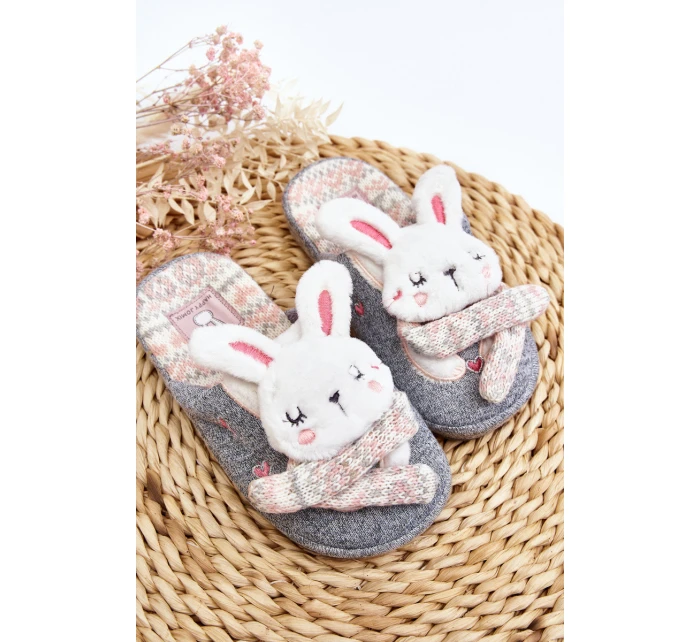 Dziecięce Kapcie Na Grubej Podeszwie Króliczki Szare Dasca Dziecięce Kapcie Na Grubej Podeszwie Króliczki Szare Dasca