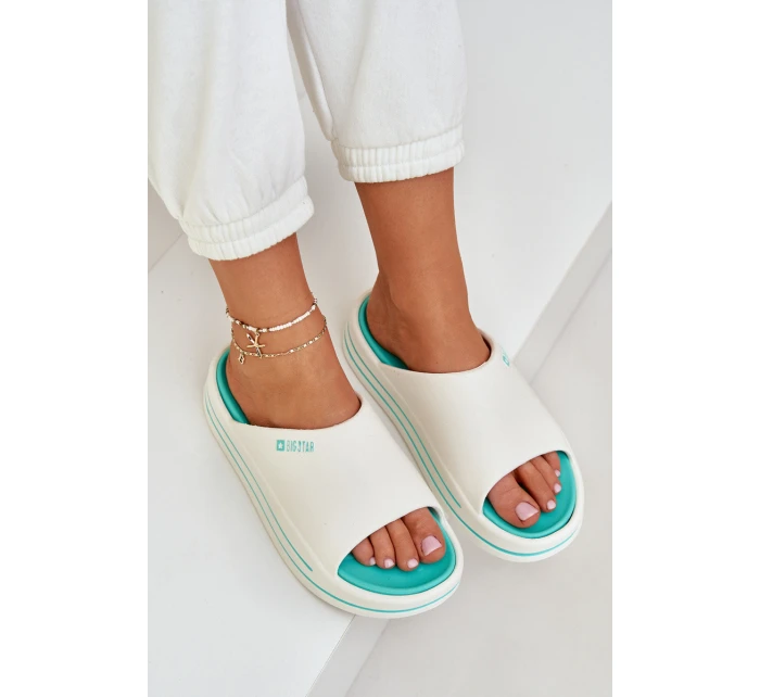 Klapki Damskie Na Platformie Big Star NN274A038 Biało-Miętowe Klapki Damskie Na Platformie Big Star NN274A038 Biało-Miętowe