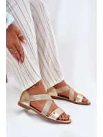 Dámské ploché sandály s pásky zlaté model 21696940 - EVENTO Dámské ploché sandály s pásky zlaté model 21696940 - EVENTO