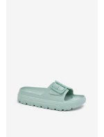 Klapki Damskie Piankowe Na Platformie Z Klamrą Zielone Viasara