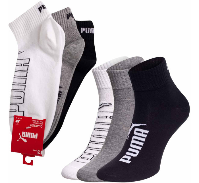 Puma 3Pack ponožky 90798901 Grey/Black/White