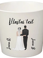 Biely keramický kvetináč s novomanželmi - malý