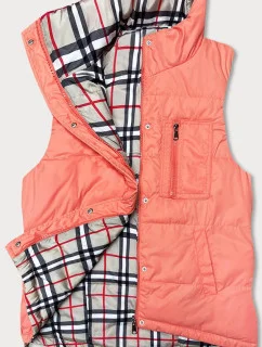 Obojstranná dámska vesta v lososovej farbe (2383)