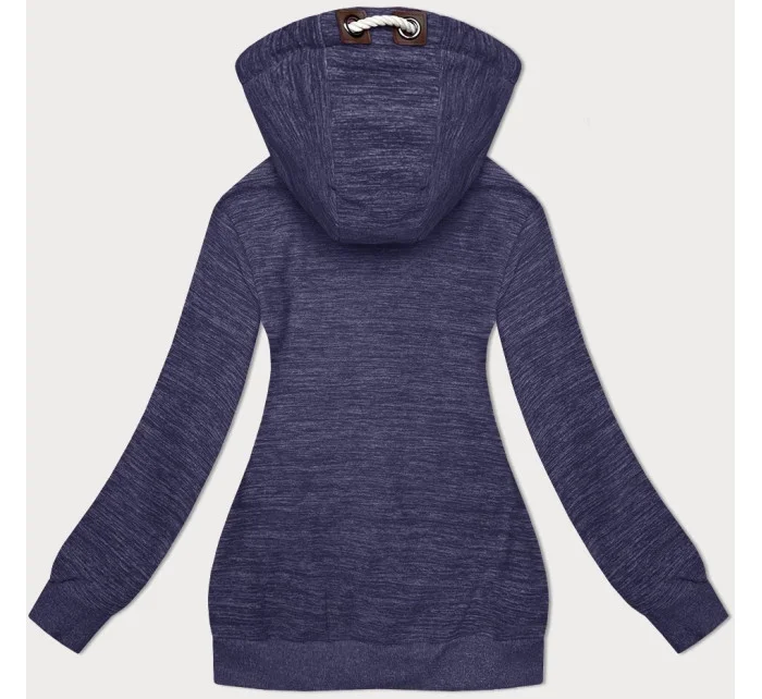 Světle modrá melanžová dámská mikina s kapucí model 19664164 - 6&8 Fashion Světle modrá melanžová dámská mikina s kapucí model 19664164 - 6&8 Fashion