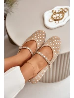 Ozdobené baleríny s páskem eko semišové béžové model 21670636 - Boto