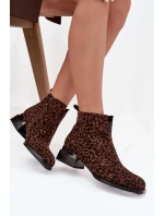 Botki Z Naturalnego Zamszu Na Klocku Panterka D&A JC52-852 Brązowe