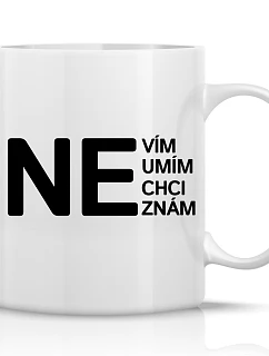 NE - klasický bílý keramický hrníček 300 ml