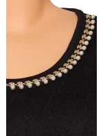 Spoločenské značkové šaty LUXESTAR zdobené perlami krátke čierne - Čierna - LUXESTAR