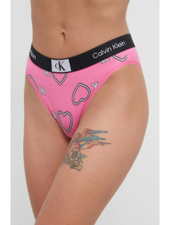 Dámské kalhotky 000QF7480E KCC růžové se srdíčky - Calvin Klein