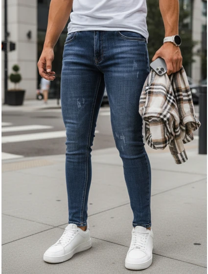 Pánske modré slim fit džínsy FashionStreet UX3457