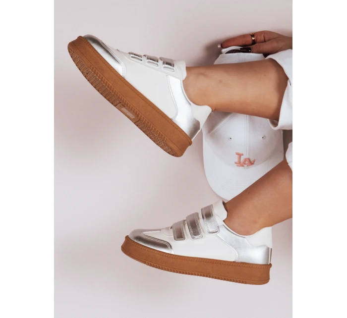 Dámské tenisky na suchý zip stříbrné Dstreet model 21983688 - FashionStreet