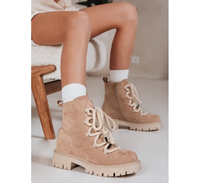 Dámské šněrovací béžové model 21994342 - Dstreet Dámské šněrovací béžové model 21994342 - Dstreet