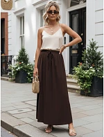 Dámska maxi sukňa s elastickým pásom hnedá FashionStreet CY0515 Dámska maxi sukňa s elastickým pásom hnedá FashionStreet CY0515