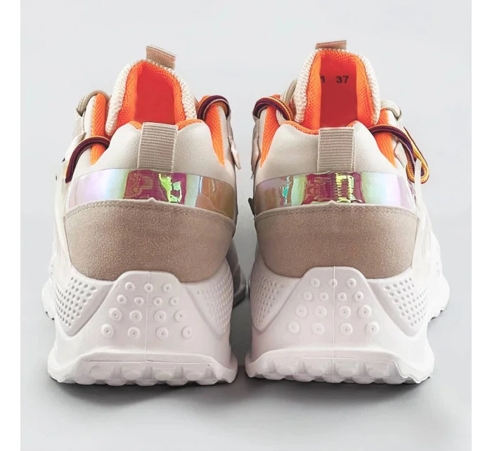 Béžové dámske sneakersy s dvojitými šnúrkami (7001)