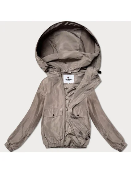 Dámska tenká bunda s krátkou podšívkou Glakate dark beige (LU98017#)