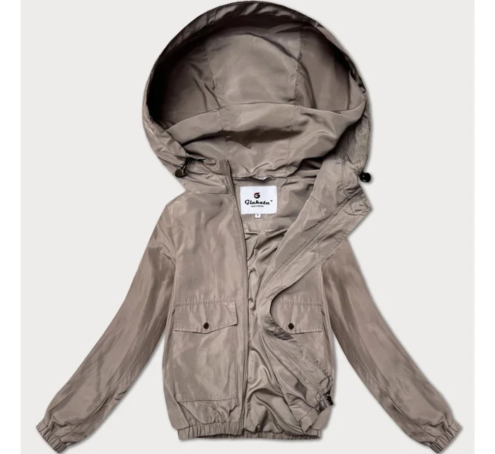 Tmavě béžová tenká krátká dámská bunda s podšívkou model 21042273 - Glakate