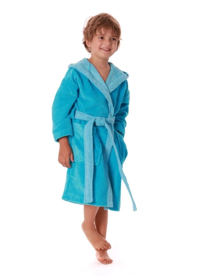 Detský župan Tampa duo s kapucňou 9159 tyrkysový - Vestis Detský župan Tampa duo s kapucňou 9159 tyrkysový - Vestis