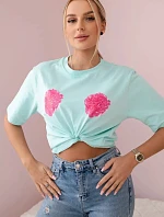 Bavlnená blúzka s kvetinovou potlačou svetlej mäty