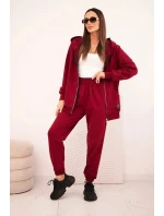 Dámska bavlnená súprava s kapucňou a zipsom bordová Dámska bavlnená súprava s kapucňou a zipsom bordová